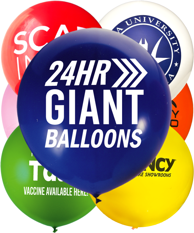 Custom Printed 36, 54, 72" Latex Balloons - Shipped in 24-Hours
