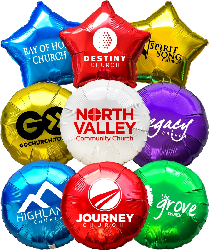 Custom Mylar Balloons with Church Logo & Message