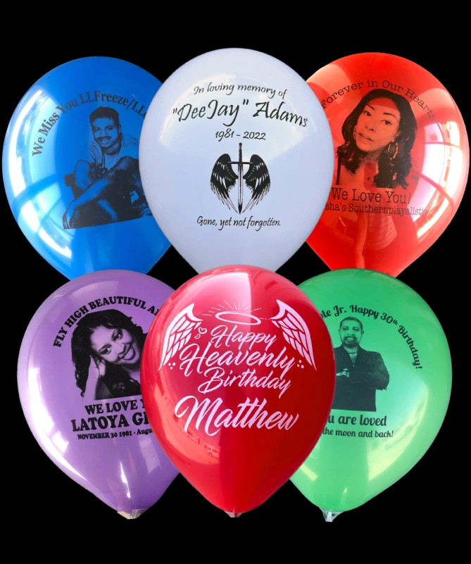 Happy Heavenly Birthday Balloons — Personalized Memorial Birthday Tributes