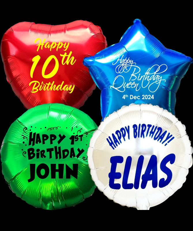 Personalized Foil Balloons for Birthday – Custom Name & Age Balloon Designs