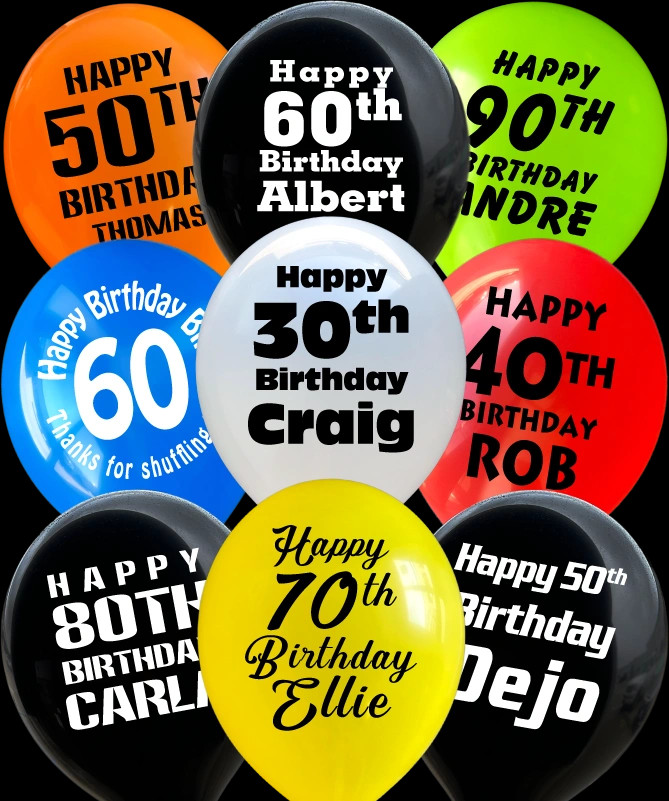 Personalized Names Imprinted Balloons | Birthdays, Retirements, Corporate Events